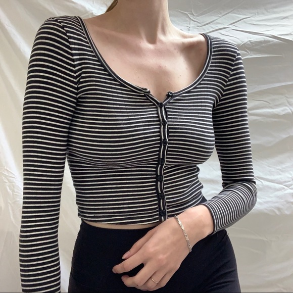 American Apparel Button Up Stripe Long Sleeve - Picture 2 of 8
